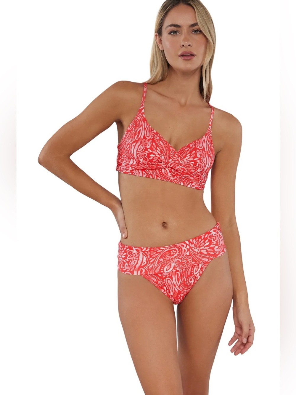 NWT Sunsets Majorca Lyla Bralette Top and Fold Over Bikini Bottom